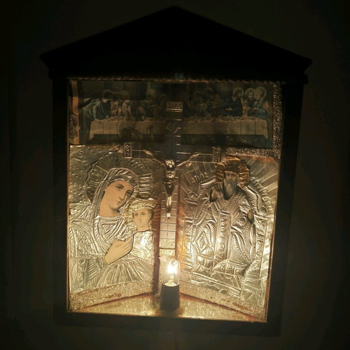 Retro iconostasis used with blue lamp, dimensions 35x25 cm