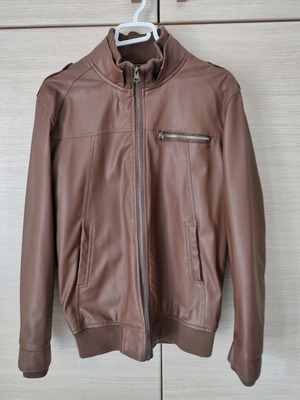 Men's leather jacket used brown, size M