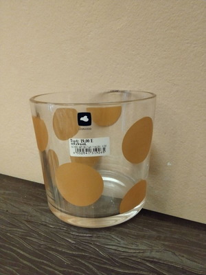 Leonardo glass vase with gold dots, new, missing lid