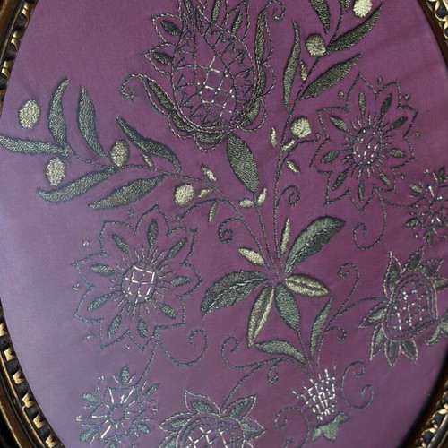 Embroidered frames used, set of 2, silk