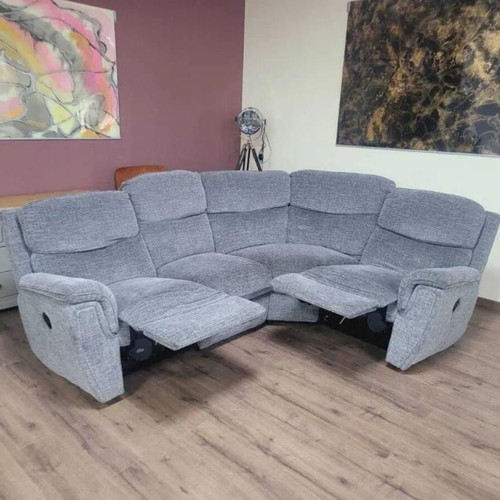 Gray fabric corner sofa with manual reclining mechanism new