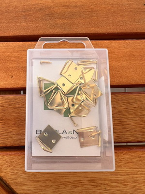 Set of 10 Gold D-Ring Hangers with Nails New