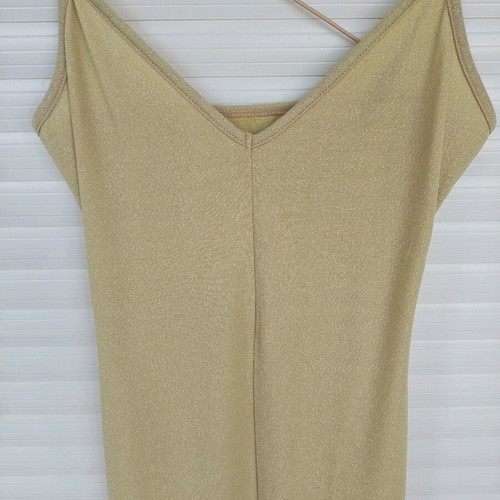 Gold dress like new with high slit, sexy for evening wear