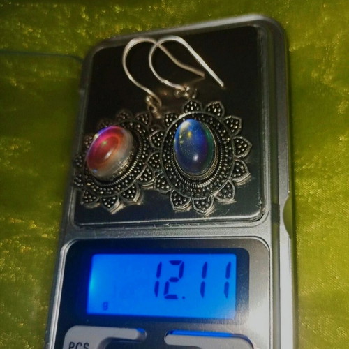 Handmade Large Dangle Earrings from Ioannina in 925 Sterling Silver with Moonstone new