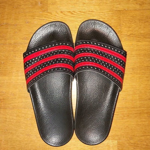 Adidas slippers like new, black and red, barely worn