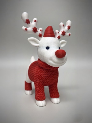 Christmas reindeer with knitted sweater, printed figure 15 cm