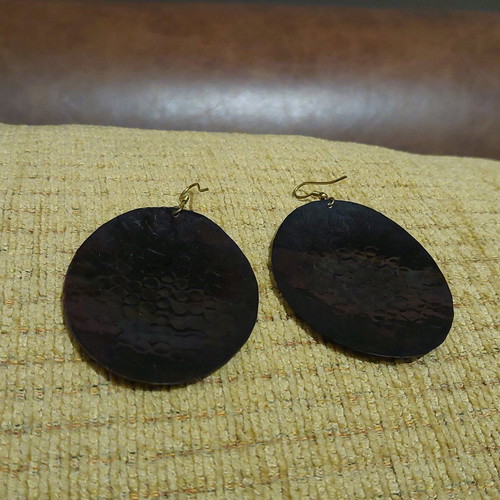 Vintage handmade earrings like new, brown and golden