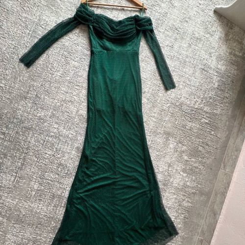 Maxi dress emerald with glitter For Costume like new, size 38