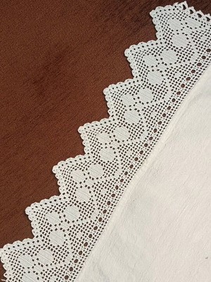 Woven kitchen towel with handmade lace made to order