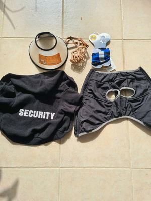 Dog accessory set like new, 5 pieces for small breed
