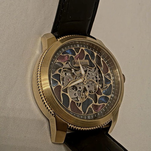 Heritor Automatic watch Emmanuel HERHS3703 new, black leather strap