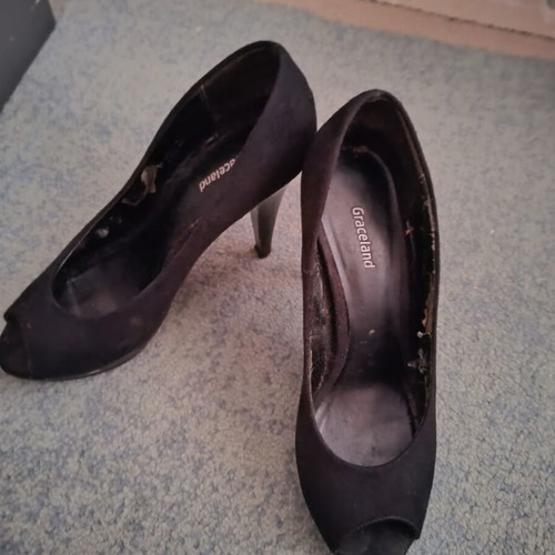 Women's shoes with peep toe used, black, size 37