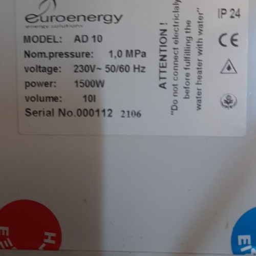 Water heater 10 liters under counter used, suitable for kitchen