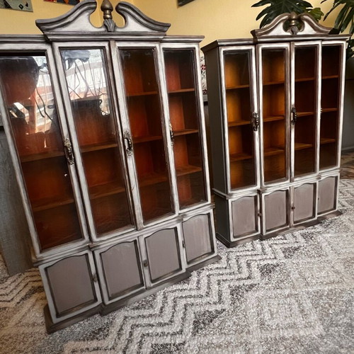 Deagostini bookshelves refurbished, set of 2, vintage wood