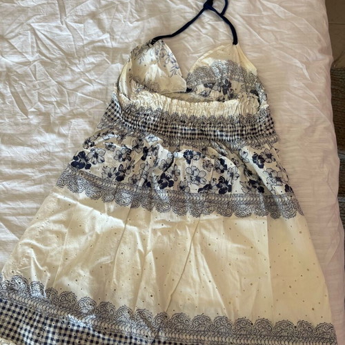 Halter dress like new, white and blue, size S
