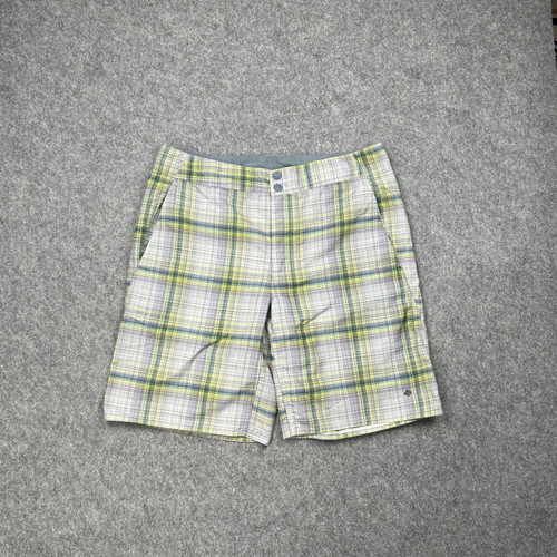Columbia men's yellow green checked shorts W36 Omni-Shade retro golf preppy like new
