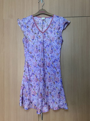 Silk blouse used, short sleeve, size M, purple