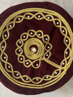 Ottoman Fez Tubeteika made of burgundy velvet like new