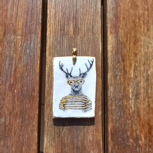 Handmade ceramic charm new 3.5x5.5cm