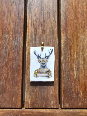 Handmade ceramic charm new 3.5x5.5cm