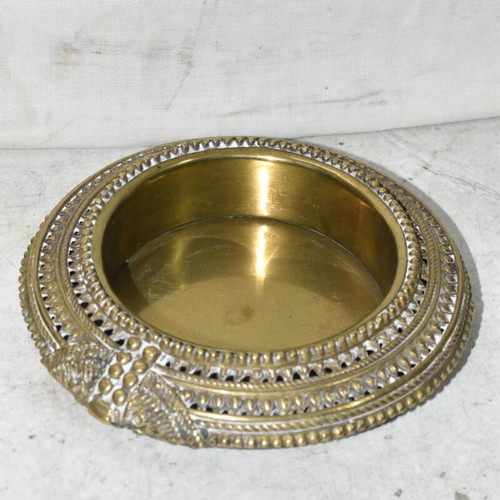 Vintage Handmade Brass Ashtray Candle Holder from India, used