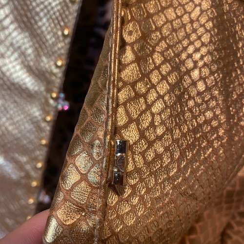 Gizia leather jacket used, gold, size S