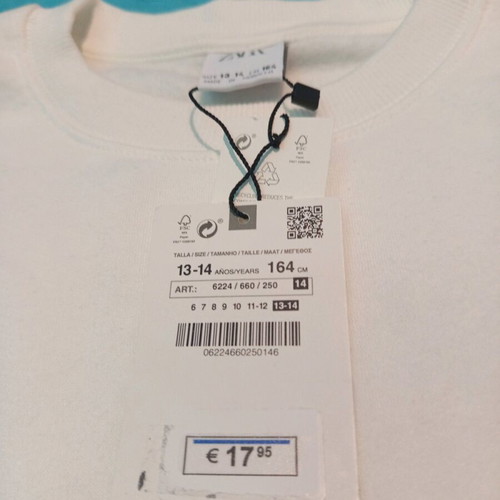 Zara white sweatshirt for 13-14 years old, new