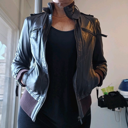 Pepe Jeans leather jacket used, brown, size M