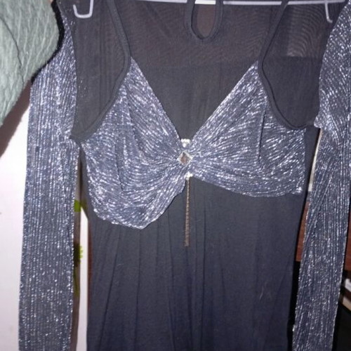 Women's blouse with transparent sleeves and glitter like new, size M