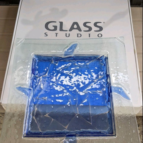 Handmade glass platter 40×40 like new Glass Studio