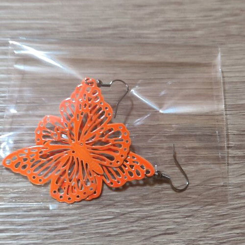 Dangling earrings new, orange metal