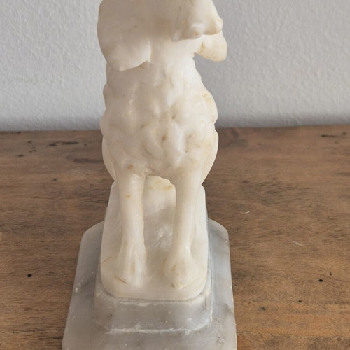Grand Tour White Alabaster Seated Spaniel Bookends, original pair