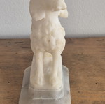 Grand Tour White Alabaster Seated Spaniel Bookends, original pair