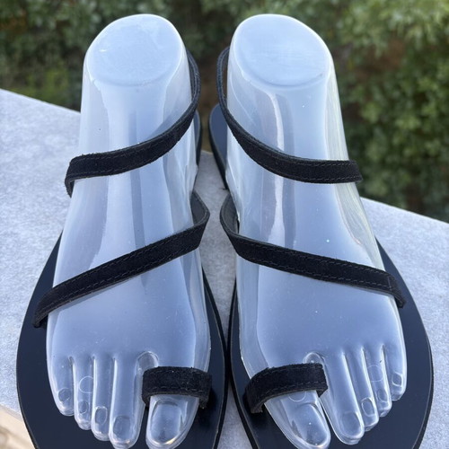 Leather sandals black size 39 new with suede straps