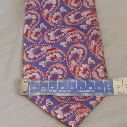 Silk tie new with unique paisley pattern, burgundy and blue