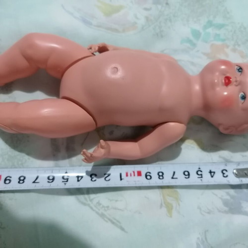 Vintage German Celluloid Minerva 20 Doll Baby Boy used, 1950s