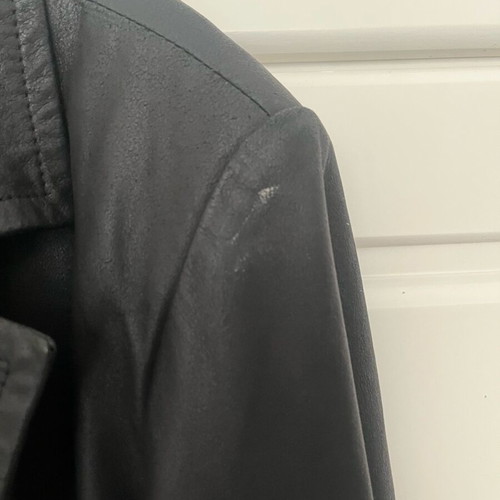 Christina Gavioli Leather Coat Size 44 Used Black Slim Fit
