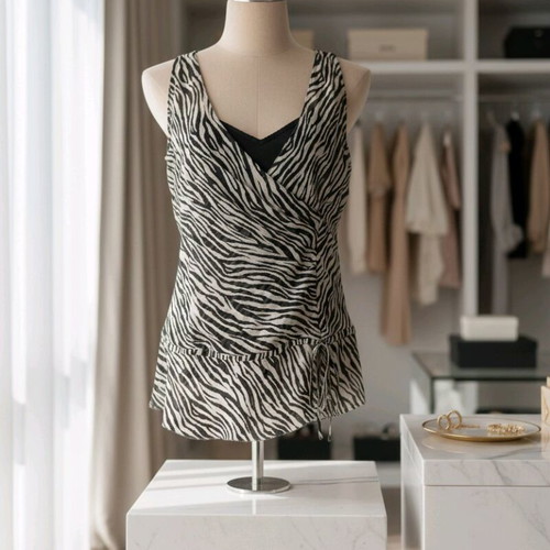 Ann Taylor Silk Zebra Blouse like new, size S, black and white
