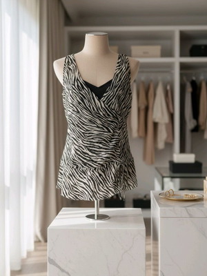 Ann Taylor Silk Zebra Blouse like new, size S, black and white