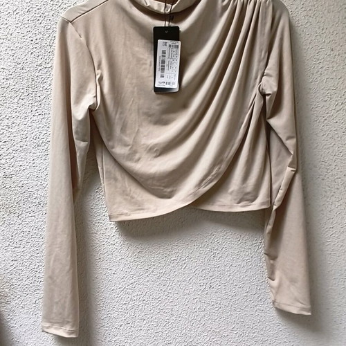Trendyol Beige Draped Crop Top New Medium Size
