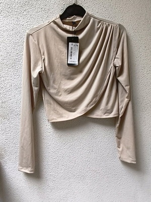 Trendyol Beige Draped Crop Top New Medium Size
