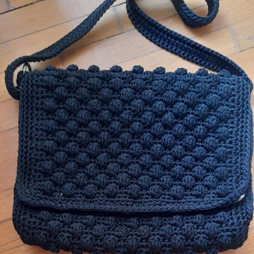 Handmade black shoulder bag