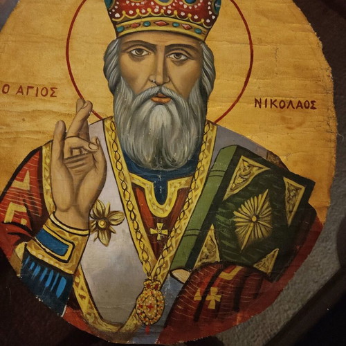 Saint Nicholas icon on canvas like new, 35×40 cm