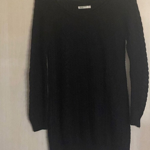 Black knitted blouse dress with buttons at back like new