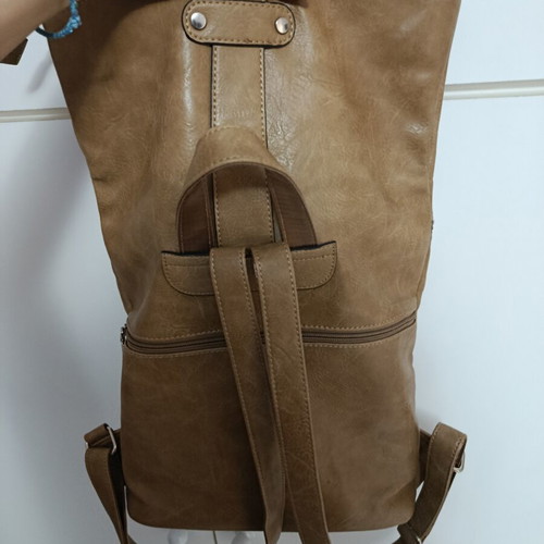 Backpack made of leatherette, new, beige and brown