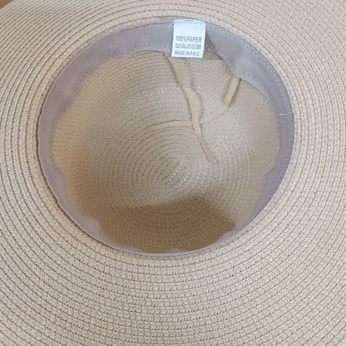 Straw hat new, beige, women's large brim