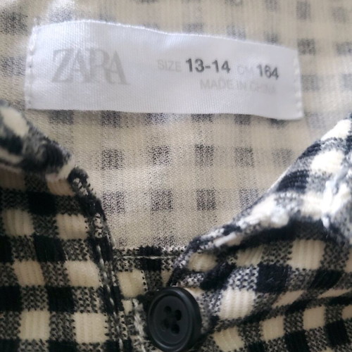 Zara black and white corduroy check dress 13-14 years like new