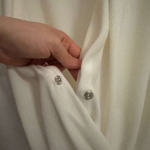 White blouse shirt bodysuit used with deep neckline S/M