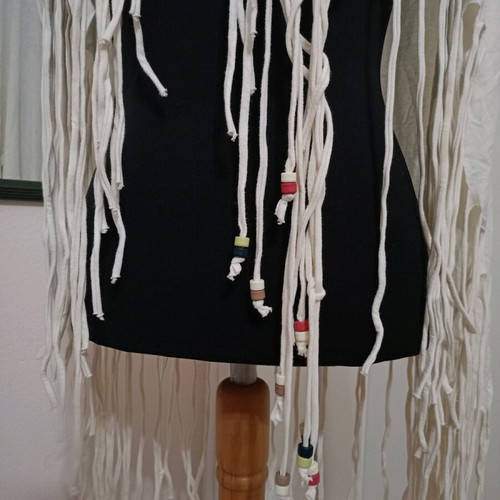 Boho shawl like new, white-cream with fringes