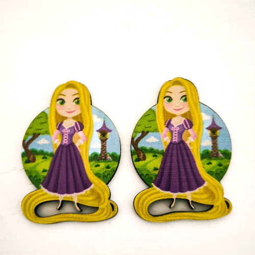 Rapunzel Disney wooden earrings new, multicolored